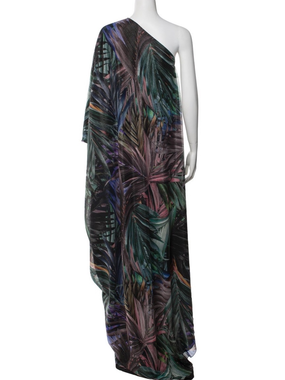 Halpern Printed One-Shoulder Long Dress – Size S (US 4) - Picture 3 of 5